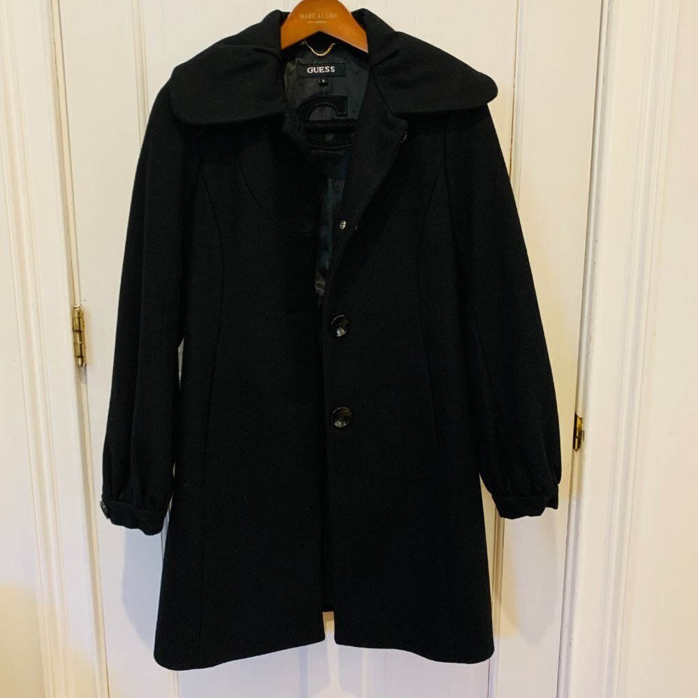 Guess Button-Up Wool Coat Mid Length Button Jacke… - image 2